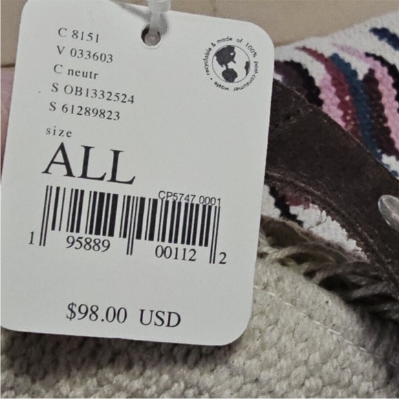 Free People Cream and Blue Geometric Shoulder Bag - Picture 4 of 6